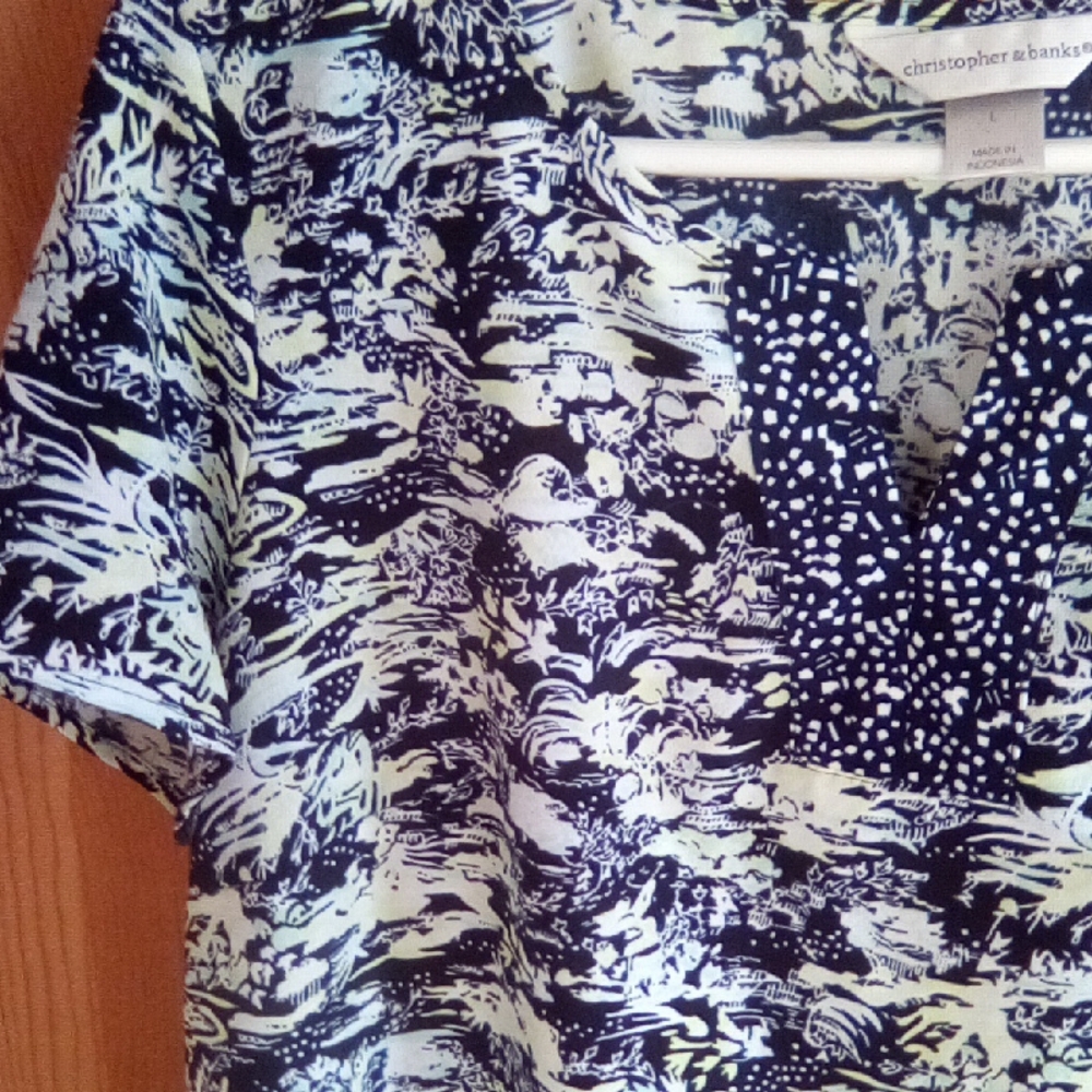 Christopher & Banks Monochrome Patterned Blouse - Picture 3 of 16